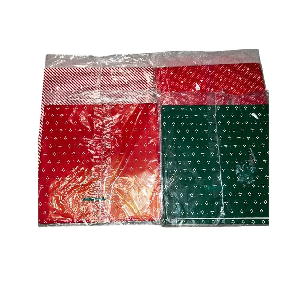 Vintage Christmas Gift Wrap lot Red white Green minimalist 4 each with 2 sheets